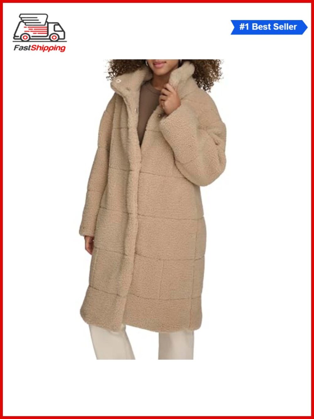 ✨Levi's Women's Patchwork Quilted Teddy Coat Sherpa Sn...